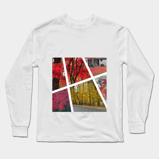 Fall Foliage Collage Long Sleeve T-Shirt by Barschall